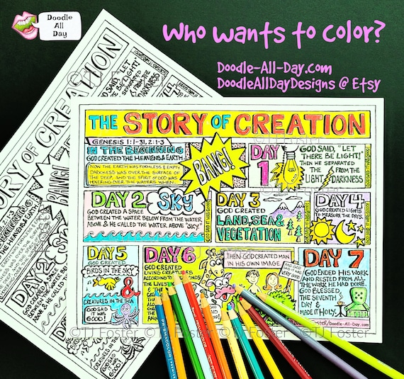 The Creation Story scripture coloring printable