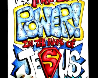 There is power in the name of JESUS coloring page, coloring sheet, scripture coloring, Bible verse to color, digital download to color