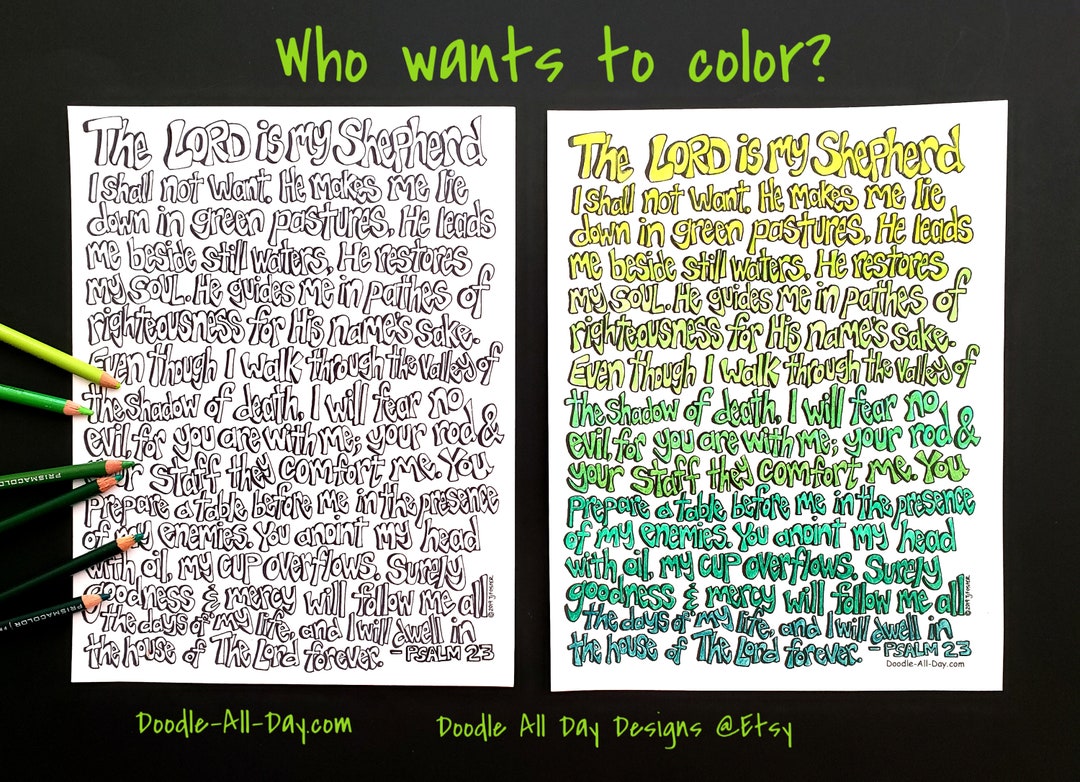 23rd Psalm Coloring Sheet, Coloring Page, Coloring Download, Psalms to