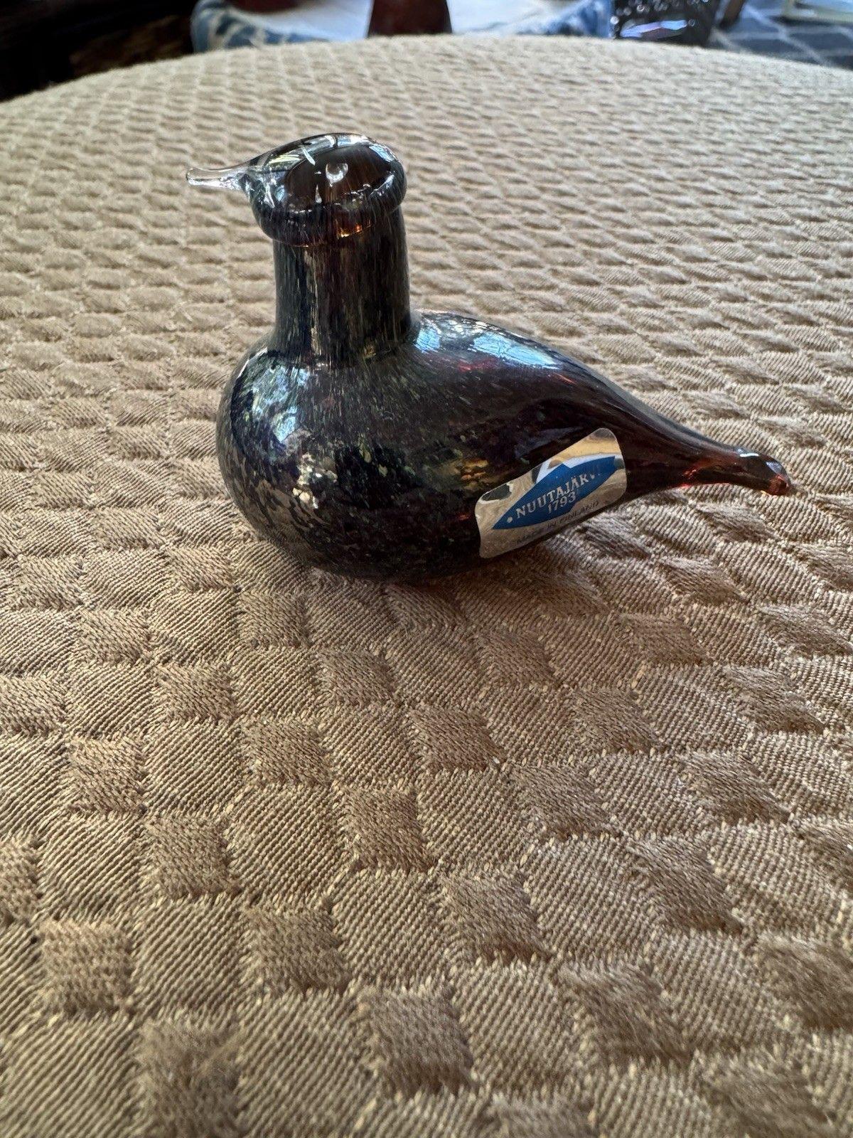 Oiva Toikka Nuutajarvi 1793 Black Pulmu Snow Bunting Art Glass