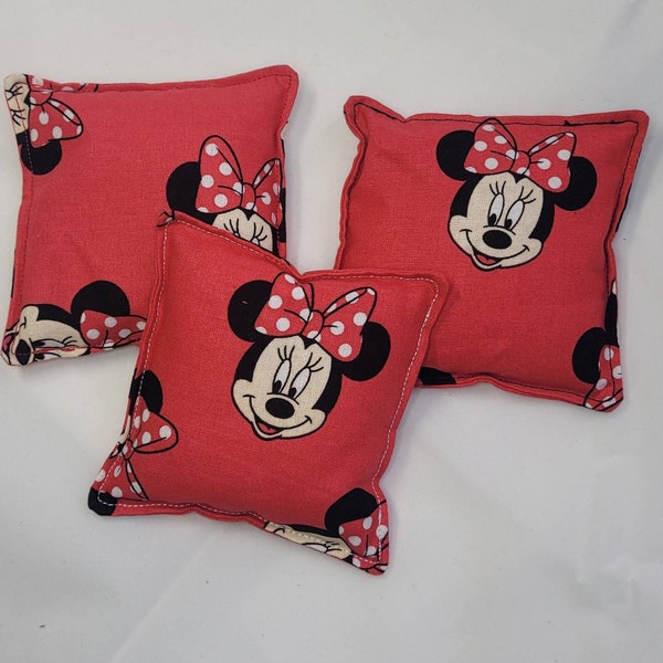 Kids Bean Bag Game Disney Minnie Mouse -Red  - Set of 3 (4 inch) 100% washable READY TO SHIP