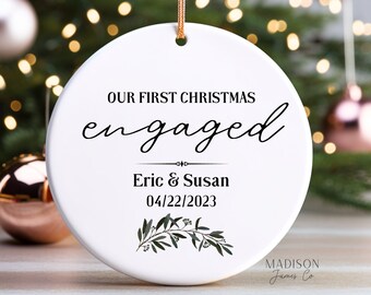 Personalized First Christmas Engaged Engagement Ornament - Engagement Ornament - Couples Christmas Keepsake - Couples Ornament