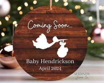 Baby Coming Soon Ornament Pregnancy Ornament - Pregnancy Announcement Christmas Ornament - Ornament for Baby - Baby Announcement