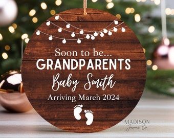 Grandparent Pregnancy Announcement  Ornament - Grandparent Announcement - Baby Coming Soon Ornament - Pregnancy Ornament - Ornament for Baby