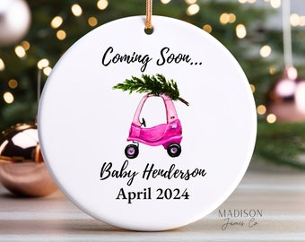 Baby Girl Announcement Baby Coming Soon Ornament - Pregnancy Ornament - Pregnancy Announcement Christmas Ornament - Ornament for Baby