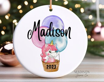 Personalized Unicorn Ornament - Girl's Christmas Ornament - Custom Unicorn Ornament - Custom Ornament - Kid's Ornament