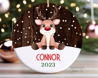 Personalized Kids Reindeer Ornament - Custom Kids Ornament - Baby's First Ornament - Custom Ornament - Boy's Ornament - Girl's Ornament