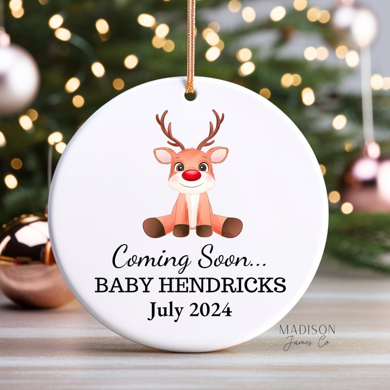 Pregnancy Announcement Ornament Baby Coming Soon Ornament Pregnancy Ornament Ornament for Baby Pregnancy Reveal Baby Reveal image 1