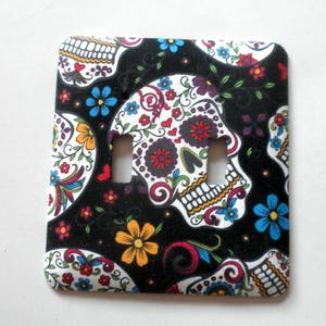 SUGAR SKULL Double Metal Light Switch Plate Wall Decor image 2