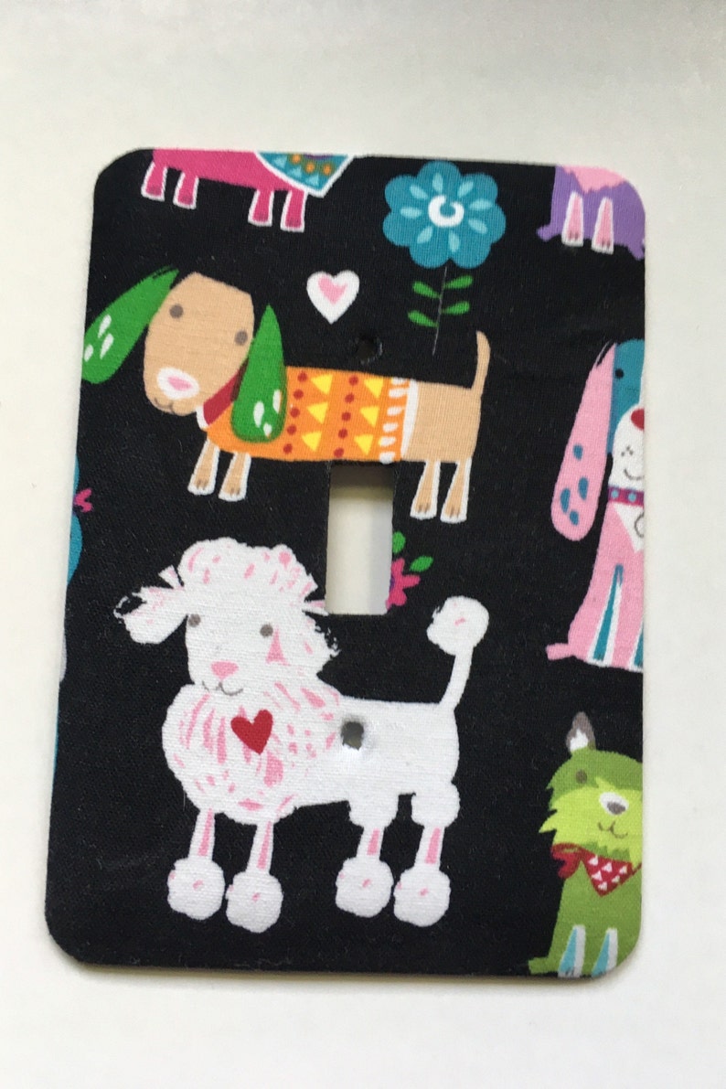 MULTICOLOR DOGS Single Metal Switch Plate image 1