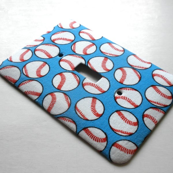 BASEBALL PRINT Single Light Switch Plate Switchplate