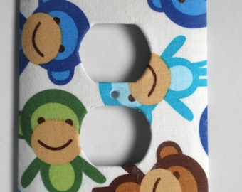 Outlet Cover Light Switch Plate Switchplate in "Urban Zoologie" Monkey Print