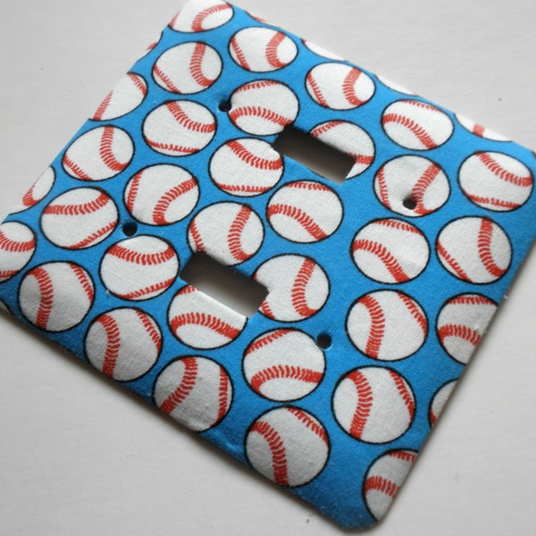 BASEBALL Print Decorative Double Switch Plate Switchplate