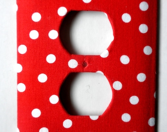 Wall Decor Light Switch Plate Switchplate Red and White Polka Dot Outlet Cover