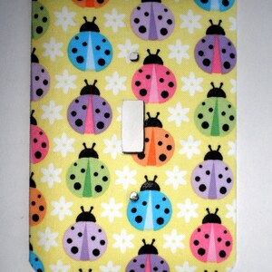 PASTEL LADY BUGS Single Light Switch Plate Switchplate image 2