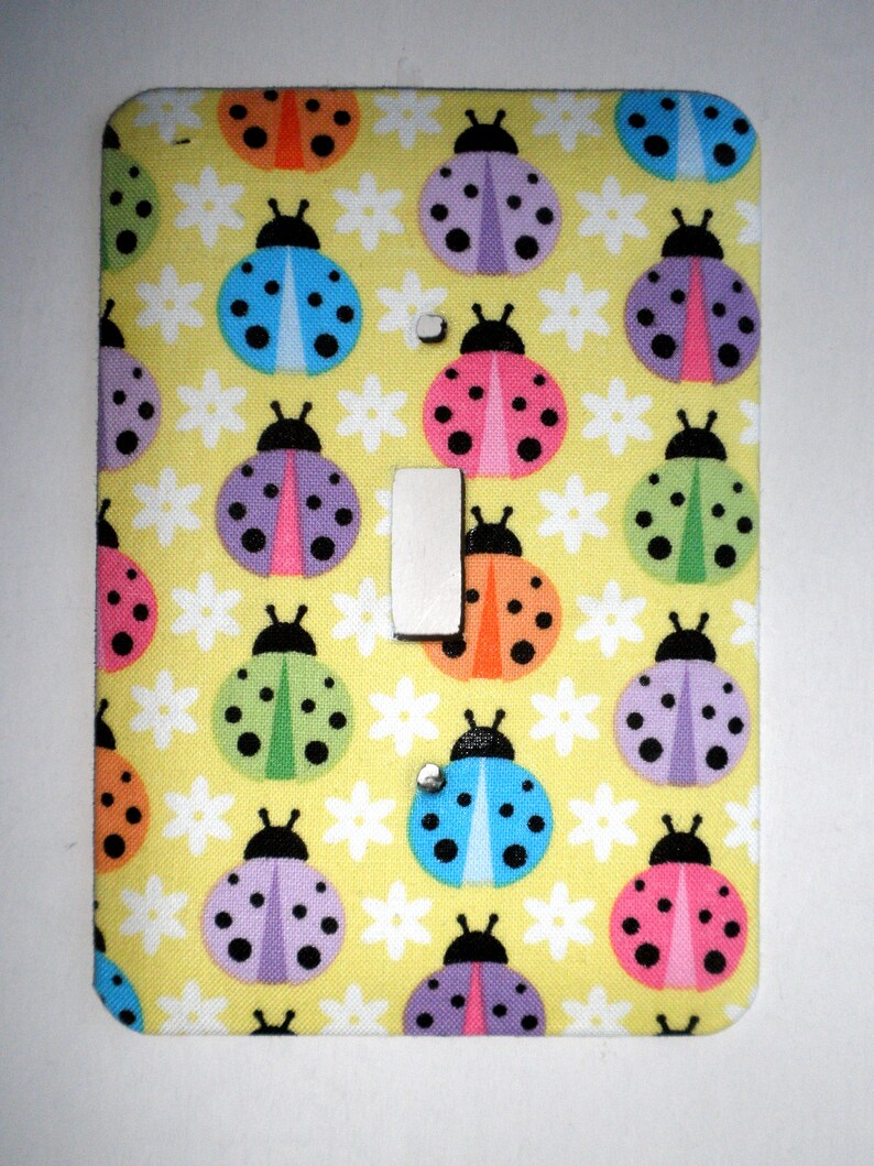 PASTEL LADY BUGS Single Light Switch Plate Switchplate image 2