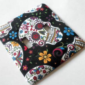 SUGAR SKULL Double Metal Light Switch Plate Wall Decor afbeelding 3