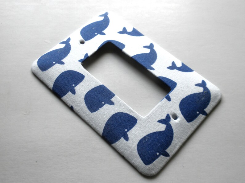 BLUE WHALE Print Single Rocker Switch Plate image 1