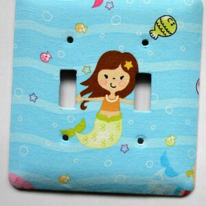 MERMAID Print Double Switch Plate Switchplate Wall Decor image 2