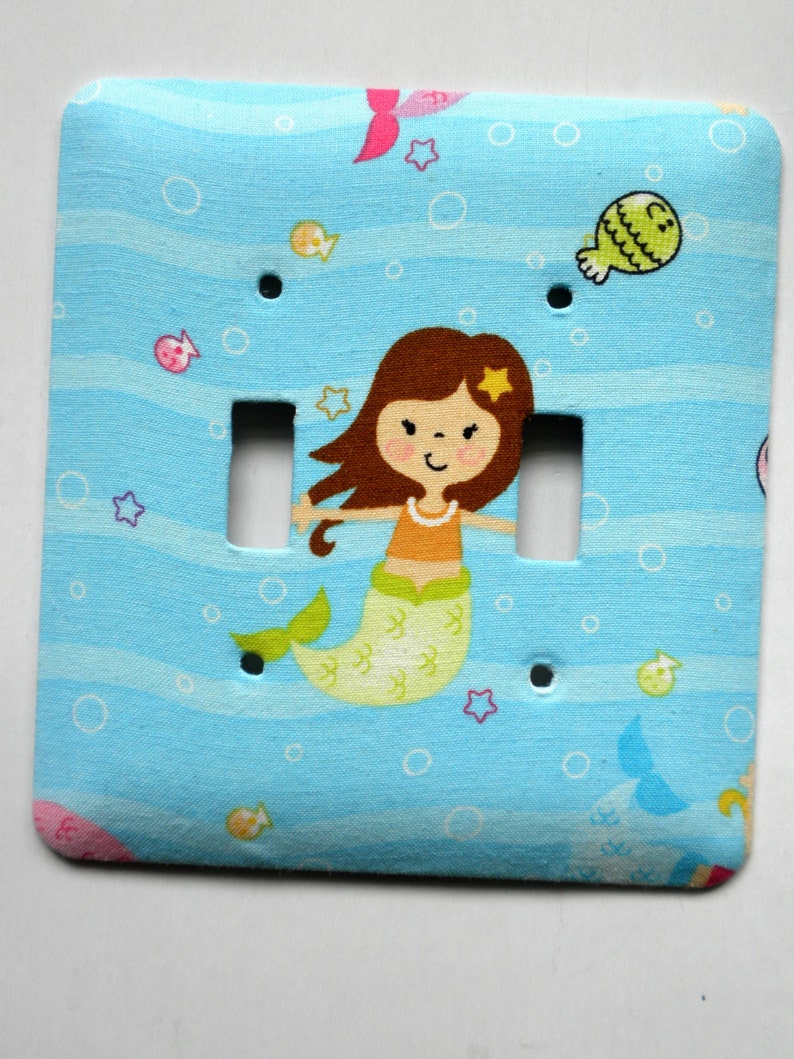 MERMAID Print Double Switch Plate Switchplate Wall Decor image 2