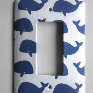 BLUE WHALE Print Single Rocker Switch Plate image 2