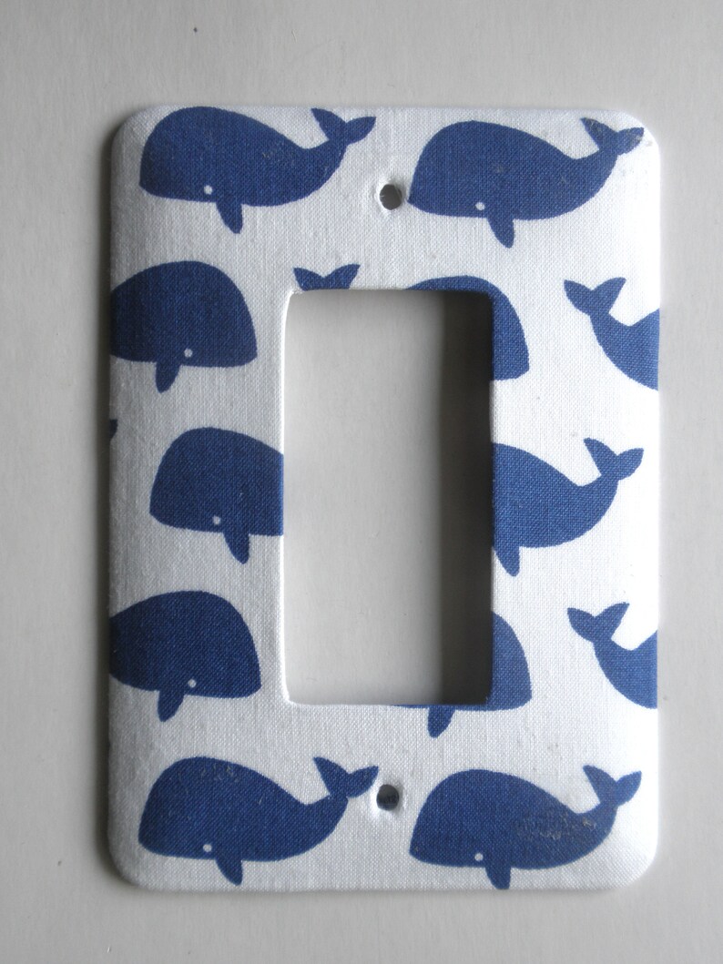 BLUE WHALE Print Single Rocker Switch Plate image 2