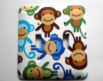 Decorative Nursery Double Switch Plate Switchplate in Monkey Print