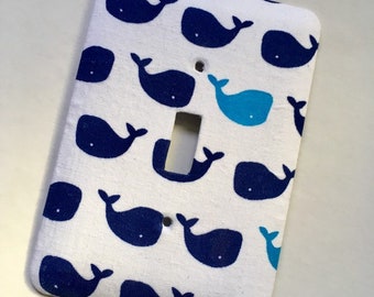 BLUE WHALE Print Single Light Switch Plate Cover