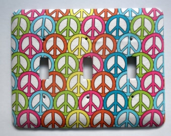 PEACE SIGN Print  Triple Light Switchplate Switchplate