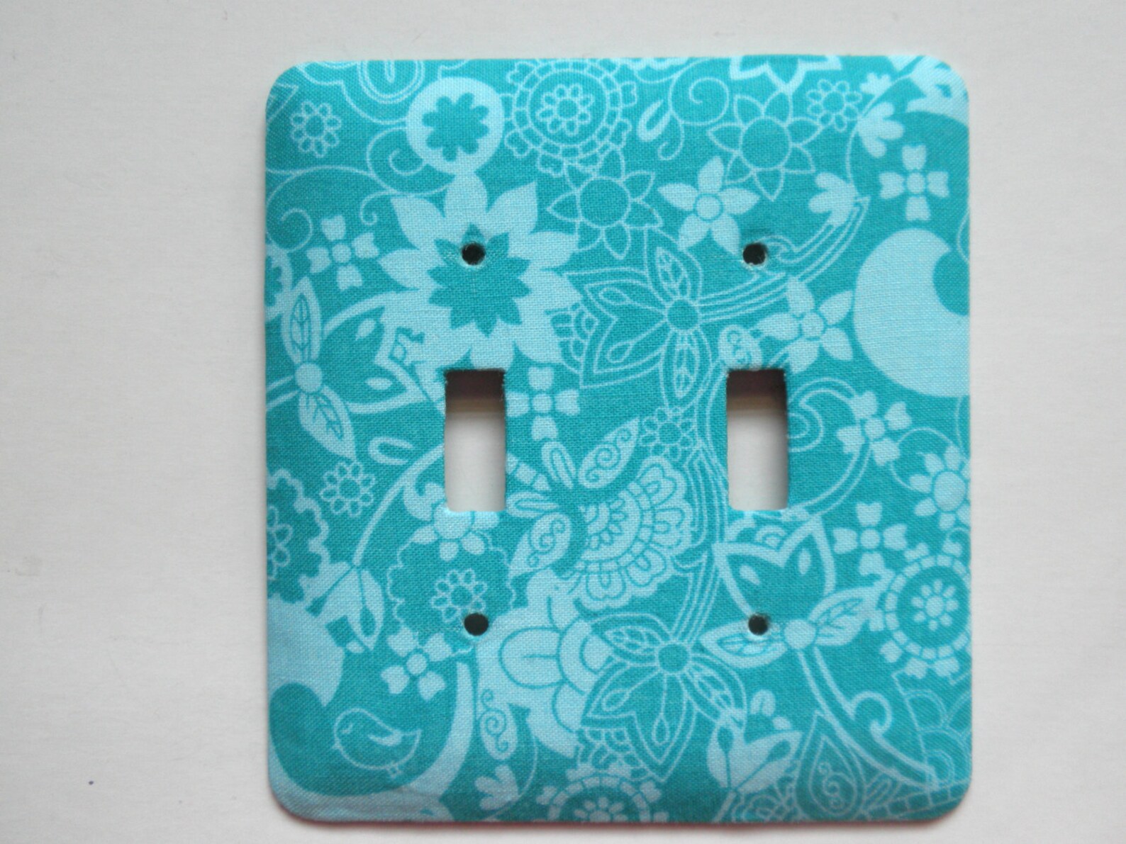 Teal Paisley Double Metal Light Switch Plate Switchplate Wall - Etsy