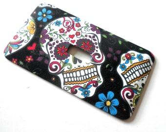 SUGAR SKULL Slim Size Single Light Switch Plate Wall Decor 2 3/4" x 5"