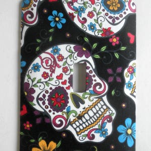 SUGAR SKULL Multi Color Single Light Switch Plate Wall Decor image 2