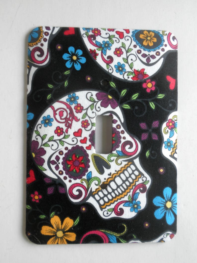 SUGAR SKULL Multi Color Single Light Switch Plate Wall Decor image 2