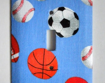 SPORTS THEME Light Switch Plate Switchplate Football Soccer Basketball and Baseball Theme