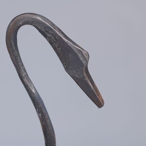 Hand-Forged Iron Swan Sculpture: Rustic Blacksmith Decor