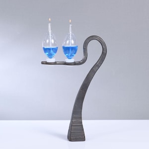Unique Iron Glass Candle Holder, Shabbat Candlesticks, Jewish Wedding Gift, Judaica Gift, Home Decor Gift