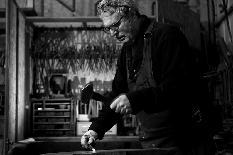 Hand-Forged Iron Swan Sculpture: Rustic Blacksmith Decor