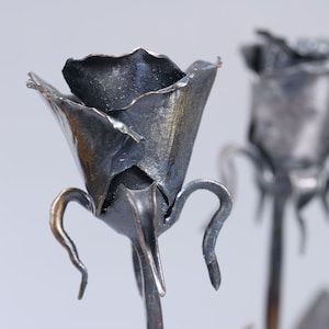 Forged Iron Rose, Handcrafted Metal Flower, Blacksmith Art, Unique Nature Inspired Gift