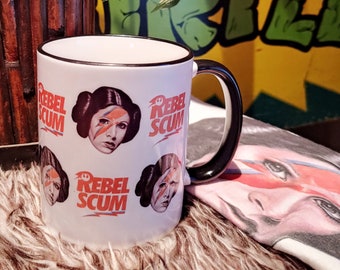 Rebel Scum, Rebel Leia, Star Wars, David Bowie Mashup, 11 oz Coffee Tea Mug Cup