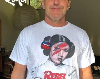 Rebel Leia Bowie Star Wars White T-shirt by Leka
