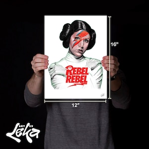 Rebel Leia Bowie Star Wars Poster Print 12"x16"