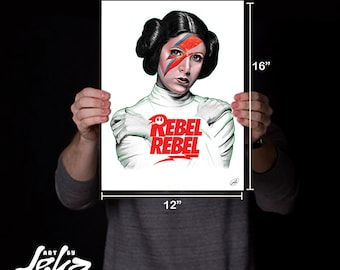 Rebel Leia Bowie Star Wars Poster Print 12"x16"