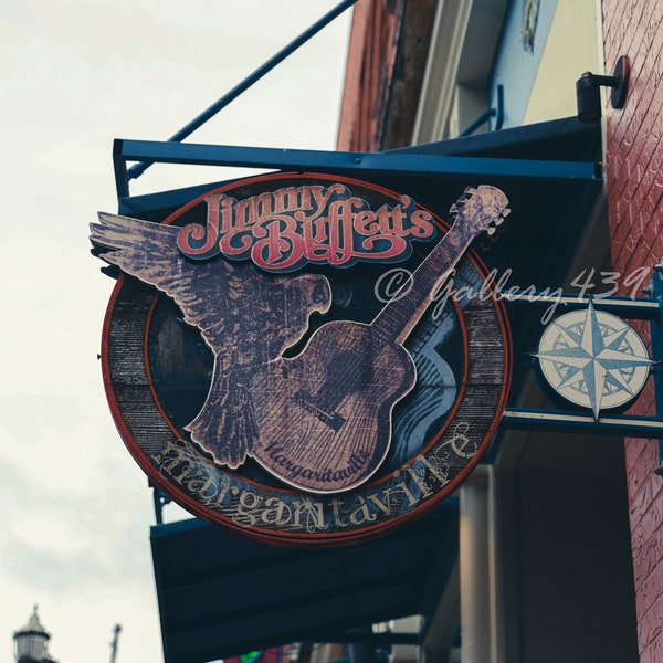 Nashville Sign Jimmy Buffett Margaritaville Sign Broadway Fine Art Photograph Print Photography, Black and White, Color Unframed Wall Art