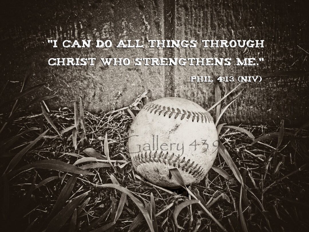 Vintage Single Baseball Black and White Portrait Boys Room Decor