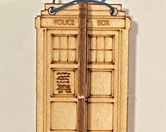 Wood Tardis 3-D Ornament