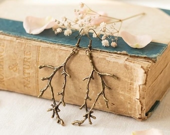 Bronze Branch Earrings: Enchanted Forest Jewelry