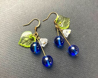 Glass Blueberry Earrings, Selma Dreams, Scandinavian Earrings, Nordic jewelry, Scandinavian Design, Berry Earrings, Boho Earrings