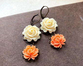 Gorgeous vintage inspired floral earrings, Selma Dreams vintage earrings, nature jewelry, autumn earrings, fall jewelry, gifts under 30