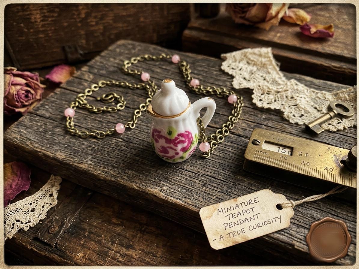 Collana Vintage Con Ciondolo A Teiera E Perline – Regolabile, In Lega, Per Un Look Elegante E Creativo - copertina