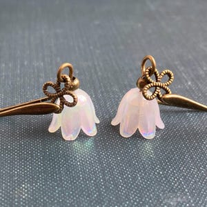 Eternity Earrings with White Lily of the Valley Flowers, Bellflower Earrings, Flower Dangle Earrings, Gift for Her, White Lily of the Valley